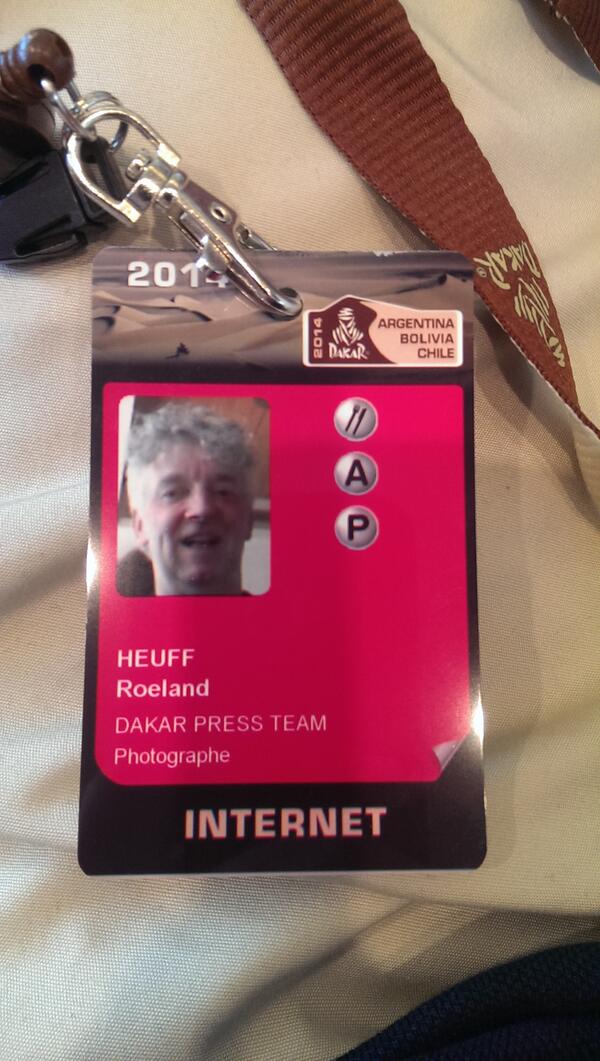RoelandHeuff's tweet photo. Accreditatie binnen. Klaar voor #Dakar2014. #dkpt. http://t.co/VKZgdZqeWi