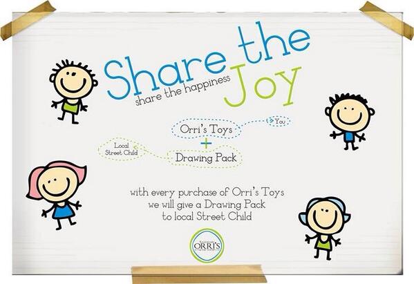 Setiap pembelian Orri's toys nantinya akan kita sumbangin drawing pack buat anak2 jalanan lho..keren kan. ((: