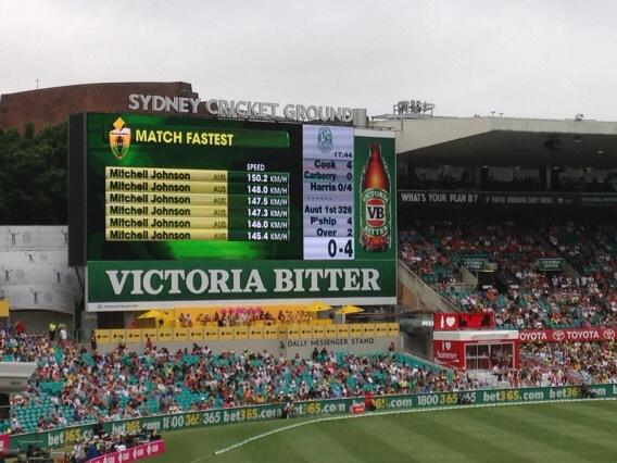 DMcKay1971's tweet photo. #ashes Mitchell Johnson's opening over had the six fastest deliveries of the day http://t.co/eL8ADCW9lJ