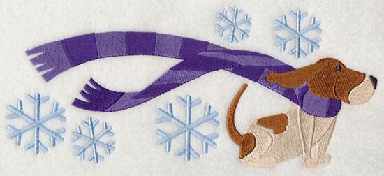 topdigitizing's tweet image. Ears blowing in the wind, this Basset hound greets the snowy day with a smile on his face and a bounce in his step.