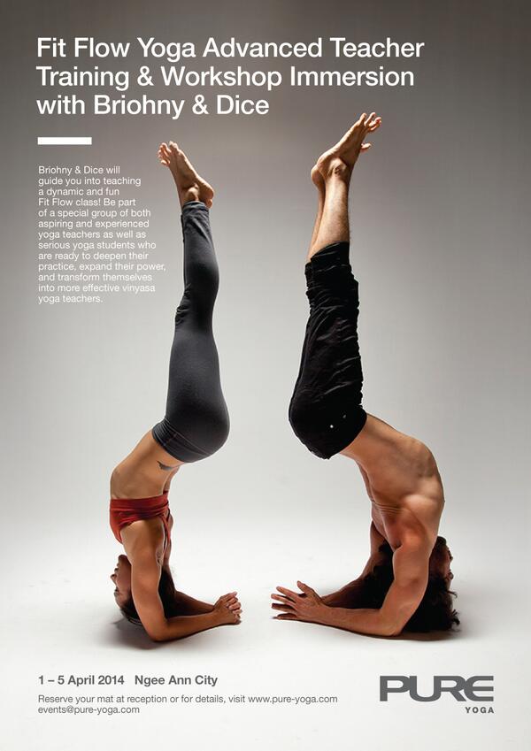 PureYogaSG's tweet photo. Learn the Fit Flow style of yoga from Briohny and Dice at Pure Yoga Ngee Ann City 1-5 April. http://t.co/4XFowEgZlS. http://t.co/GVgu3NcIvr