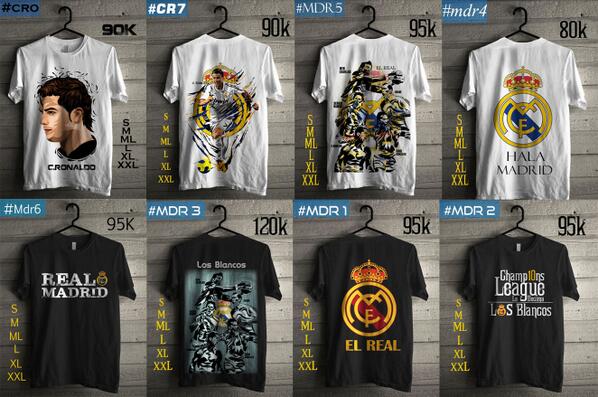 Ready Stock kaos dengan design Real Madrid dan CR7 ..harga sudah tercantum..order hub 089653935815 pin 2670F9BD ..