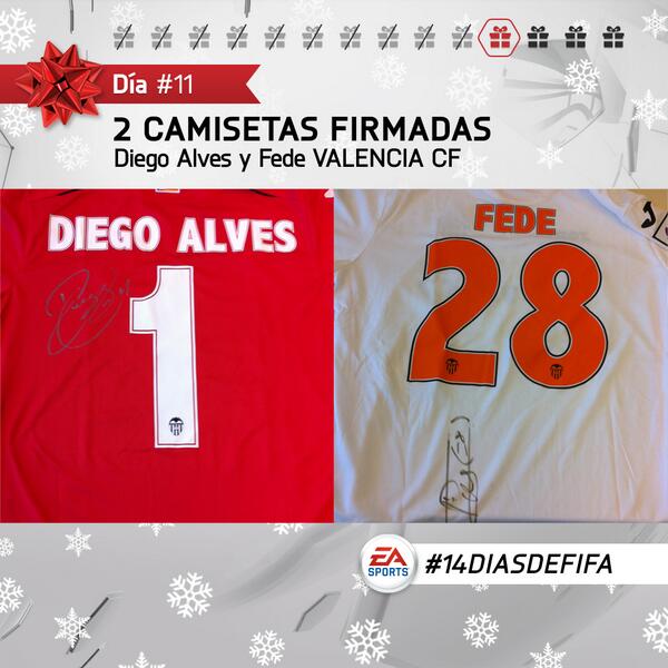 Día 11: Camis. firmadas por Alves y Fede del Valencia. Sigue a @EASPORTSEsp y haz RT para poder ganar! #14diasdeFIFA