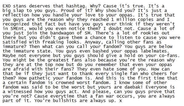 jiminpaxk's tweet photo. . “@exokyeongssu: [Shut the fuck up because you are the real shit, writer.] RT @byunbakehyun: WOW.THIS.HURTS.A.LOT. http://t.co/GuVFQsOXYf”