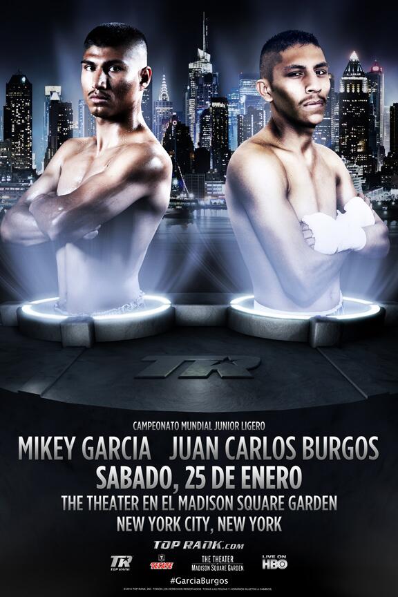 trboxeo's tweet photo. Top Rank comienza el 2014 con la batalla del 25 de enero en el @MSGnyc entre @TeamMikeyGarcia vs Burgos #GarciaBurgos http://t.co/4MadNDyL0p