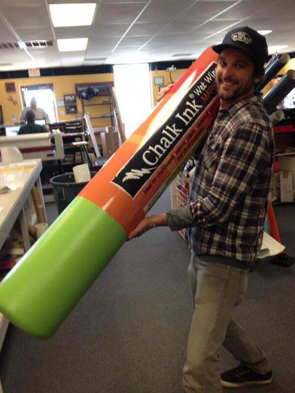 SunSignsAustin's tweet image. Giant marker display complete with digital print vinyl on cardboard tube!
