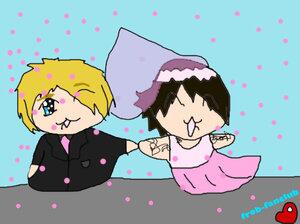 today i discovered that 'frob' is an actual thing. frank and bob. here is some bad fanart depicting a frob wedding