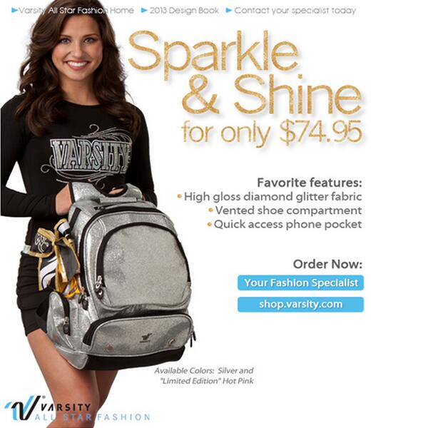 varsity glitter backpack