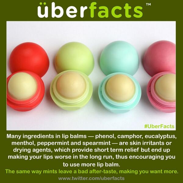 joseph_bartlett's tweet photo. @izzyfasey “@UberFacts: Lip balms dry out your lips, making you want more lip balm. http://t.co/iolIjrW0F6”