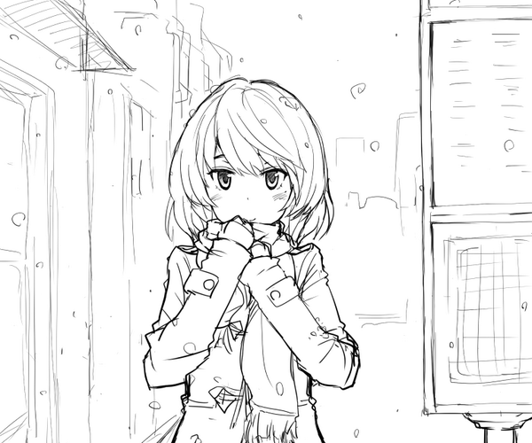 雪とバス停と楓さん 