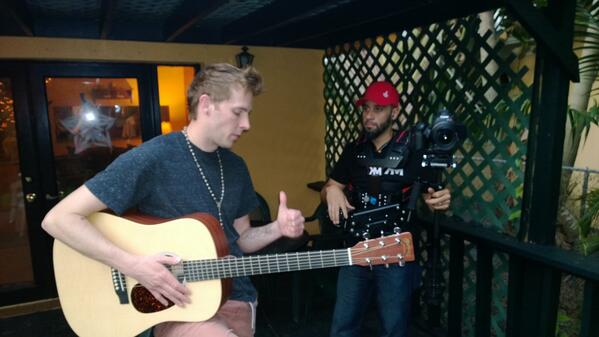 MarkWolff305's tweet photo. #MarkWolff and #MusicalGenius producer/videographer Fidel, filming at Mark's house for the show. http://t.co/BOCNVZWgfQ