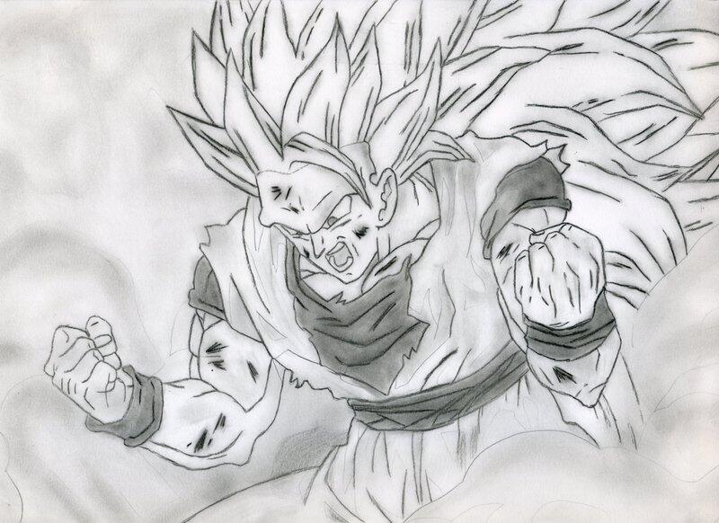 Anime drawings on X: super saiyan 3 Goku drawing #anime #dbz