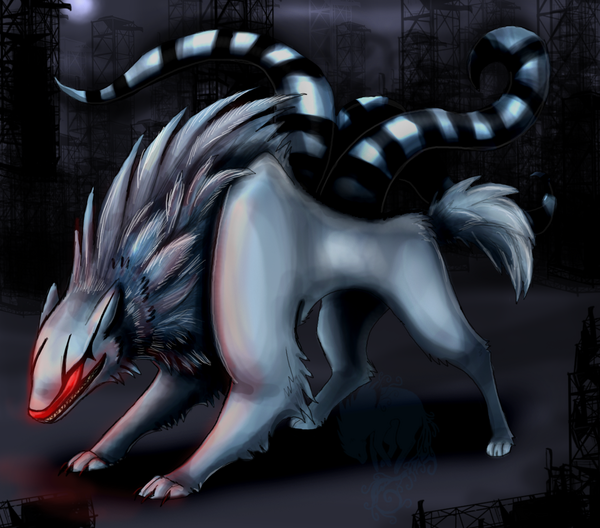 @furry_pinkiepie wait....*places his claw to ur forehead head giving you a image * this is ash biological form * bye