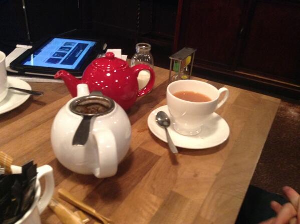 bornthiefband's tweet photo. The most complicated tea brewing process ever, involving 3 sand timers, at this mornings meeting in Manchester http://t.co/MYHalzpivh