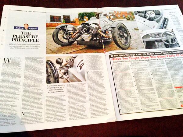 5 STARS and a great review for the updated 2014 <a href="/morgan3wheeler/">Morgan Three Wheeler</a> from Andrew English in today's <a href="/dailytelegraph/">The Daily Telegraph</a>