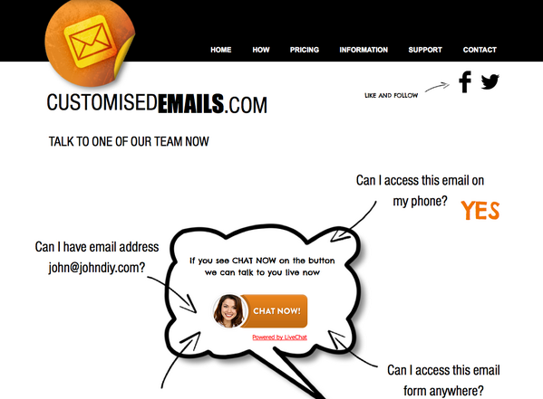 CustomisedEmail's tweet photo. Not sure about what Customised Email address you can have? Ask one of our team now at http://t.co/dJGHlFMtR0 http://t.co/CPkl3SBNQz
