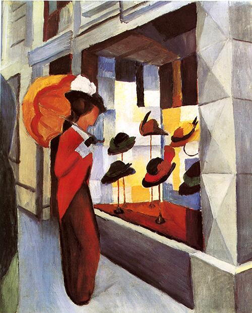 アウグスト・マッケ『帽子屋』(1914) August Macke - Hutladen  #表現主義 #ブリュッケ