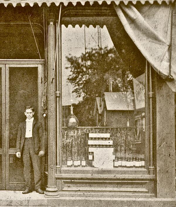 wmneumannco's tweet photo. From the archives! A great old photo of Wm. Neumann standing proudly outside his drugstore, circa 1901. http://t.co/pgsvv0WPAZ