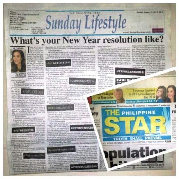 iamsuperbianca's tweet image. Please get a copy of today&apos;s @PhilippineStar! I write about deciding on your theme for 2014. :) #10Things #hello2014