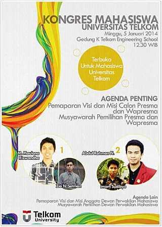 Arilwahyu's tweet photo. @himasainsitt @hmifitt @telcoitt   "@lazuardi_rzk: #KongresUnitel [poster] Calon presma dan wapresma @bem_itt http://t.co/QR9saPzIP3"