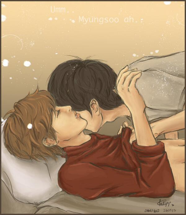 SHIPSOOYEOL's tweet photo. [Fanart] Myungyeol on the bed [cr logo/owner] http://t.co/mVmLuAa4SB