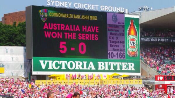 wwos's tweet photo. “@Mel_Schlanger: 5-0 enough said! #ashes #whitewash http://t.co/9SkDpZNQep”