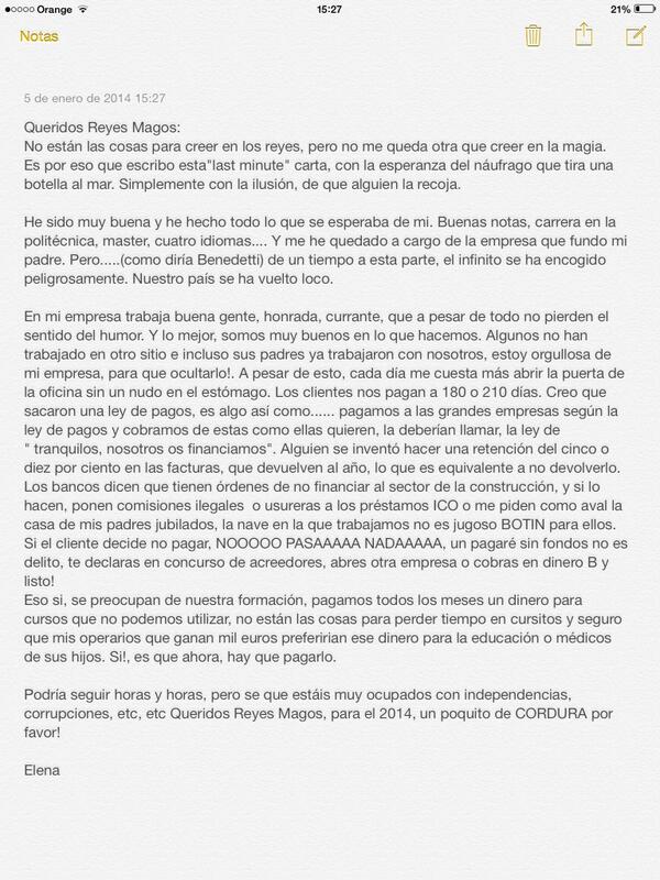 ElenaSomoza's tweet photo. @josecdiez Queridos Reyes Magos... http://t.co/FPeBok1uOT