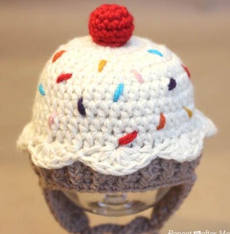 Handmade cherry ice cream crochet hat.....good enough to eat xxx
