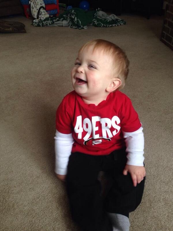 purdueboiler83's tweet photo. I asked my boy if there was any chance GB beats the #49ers today....he simply laughed. Go Niners! #49ers #ninerfam http://t.co/WShxkYtGLM
