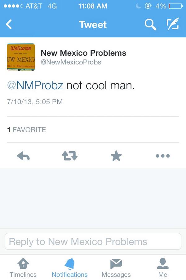 NMProbz's tweet photo. New Mexico: where you offend somebody if there is more than one State-wide account😂😂 http://t.co/svszlAsNcA