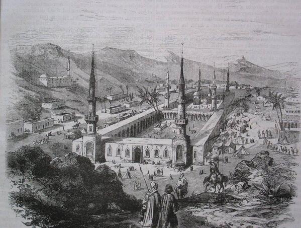 A view of  Masjid  Nabawi during Ottoman Era which lasted from 27 July 1299 to1 November 1922 (623 years19th Century