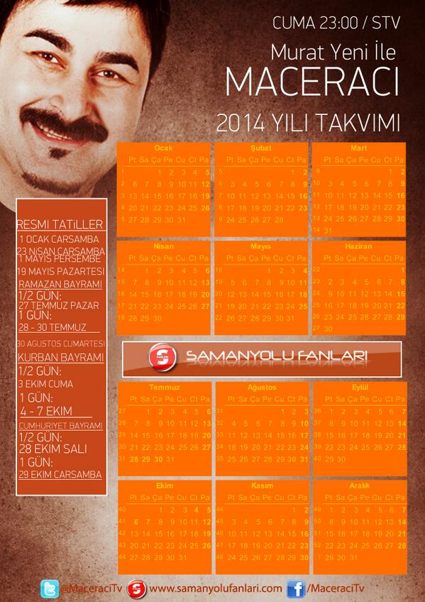 "<a href="/stvfanlari/">Samanyolu Fanları</a>: #Maceracı - <a href="/MaceraciTv/">Maceracı & MuratYeni</a>
<a href="/muratyenistv/">murat eski</a> - Versiyon 2 - 2014 Takvimi: "