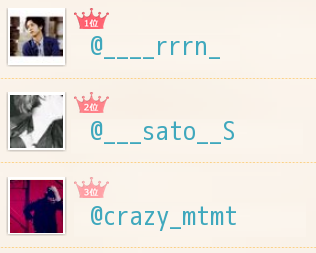 _____shiro's tweet photo. １番仲の良いランキング
1位@____rrrn_
2位@___sato__S
3位@crazy_mtmt

→　http://t.co/PVisOUsw7h

あなたもチェック♫ http://t.co/mKKLAKkyNk