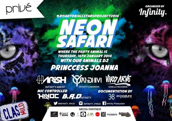 infinity_prod's tweet image. Book you spot from now! "NEON SAFARI" #ROADTOB!ALSTARS2014 @priveJKT Thursday, January 16th