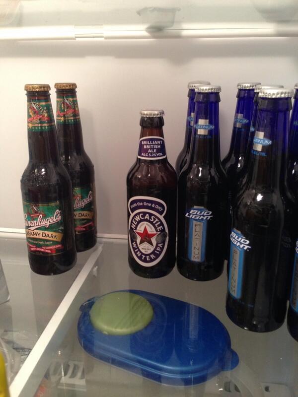 AwkwardSlut's tweet image. The current fridge situation coming back from break.