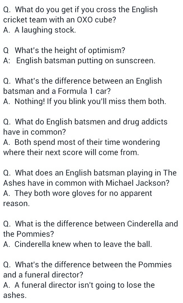 lehmans81's tweet photo. @lehmo23 @corpse_in_pads @12thManHQ Didn't take long for these #Ashes jokes to surface, GO AUSSIES!! http://t.co/Lh58DlX6Wk