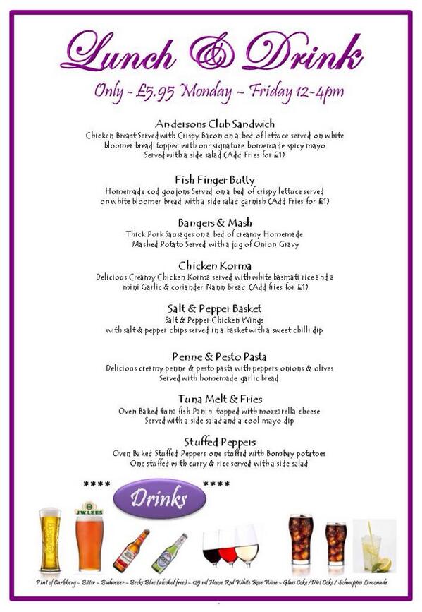 andersonsbar's tweet photo. Back to reality! Sure it won't be long before we all need a drink! And we have some great food offers to go with it http://t.co/lB23ivsvVN