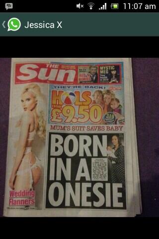 Jessica made it front page of the sun lol love ya girly x