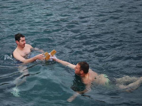 VisitSerifos's tweet photo. Epiphany at the port of #Serifos. Bravo to the courageous ones that dived for the cross into the cold water! http://t.co/A5G8A4PpUU