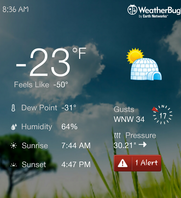 HollyBell21's tweet image. -23°F in Rochester, MN! #TodayCold @alroker @TODAYshow