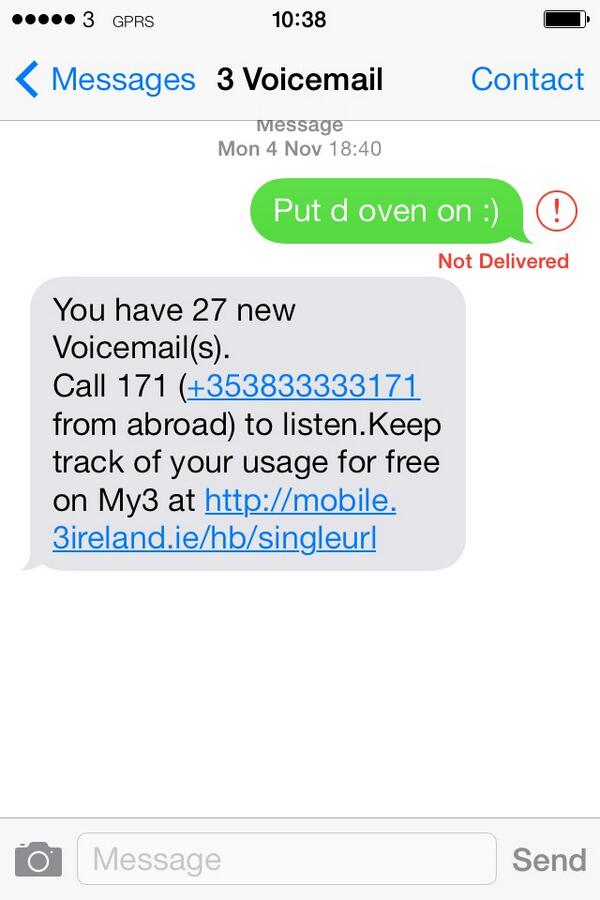 brendandevenney's tweet photo. Thats the kinda thing u get afta Cmas break!! #pain.N yes I did txt my voicemail to put d oven on.......#fatfingers http://t.co/t6BOglsjY5