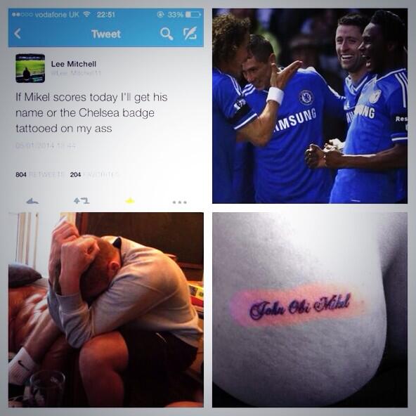 BdUSbV2IcAEAI2L A Chelsea fan gets John Obi Mikels name tattooed on his bum after Nigerian scores against Derby [Pictures]