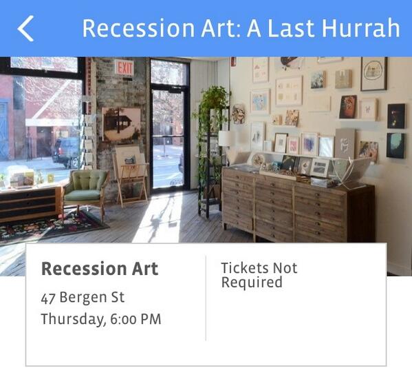 flyerapp's tweet photo. .@recessionart gallery will shutter its doors Thurs w/ a final sale 6-9 pm http://t.co/xbOpFIaCgy http://t.co/Wqj3KCQTwd