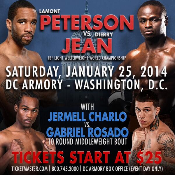 GoldenBoyBoxing's tweet photo. It's SHOWTIME Jan25@ DC Armory! @kingpete26 v @DierryJean plus @TwinCharlo v @KingGabRosado #PetersonJean @SHOsports http://t.co/6PNCyYoWi5