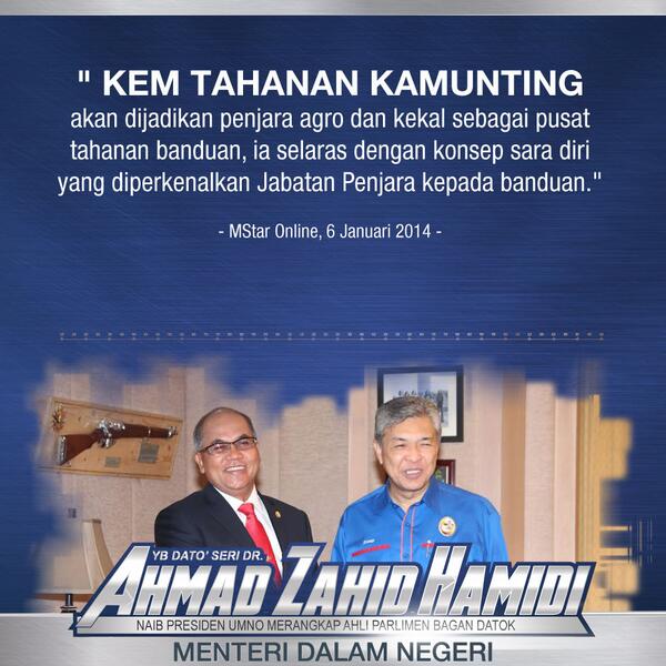 Ahmad Zahid Hamidi در توییتر Kem Tahanan Kamunting Dijadikan Penjara Agro Penjaramalaysia Kdnputrajaya Http T Co Na5wyvwk7y