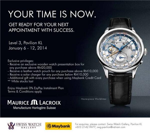 BBKLCC's tweet photo. Discover @Maurice_Lacroix timepieces and enjoy great offers at Level 3, @Pavilion_KL from now till 12 Jan! http://t.co/mEJ7GY1aS4