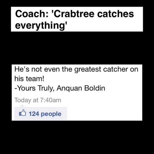 CommentsESPN's tweet image. Coach thinks Crabtree compares to Jerry Rice. 

Psshh...