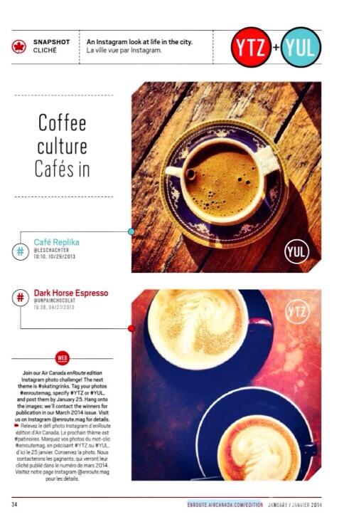 My photo won <a href="/enRoutemag/">Air Canada enRoute</a> édition's #instagram challenge! Merci à <a href="/CafeReplika/">Café Replika</a> pour le bon café !