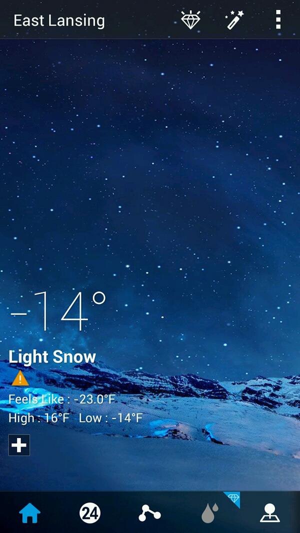 doddyjnt's tweet photo. I am in East Lansing,01/07 00:31.Weather : Light Snow, -14°F, 10.0 MPH.Share by GO Weather EX.http://t.co/KQkcMgA0Su http://t.co/Lv3evXTlyq