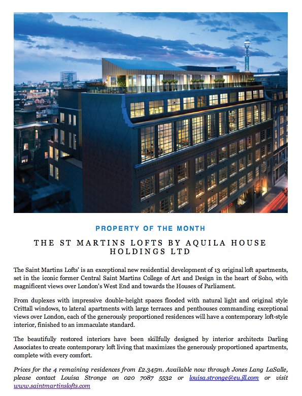 carocomms's tweet photo. New Soho development @StMartinsLofts is @REXLondon Property of the Month! @JLLLondonResi http://t.co/tc9KLibdsp